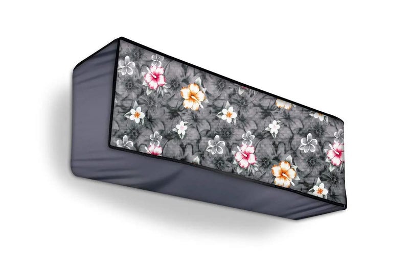 Da Anushi Polyester Split Ac Cover Indoor Unit For 1 Ton Capacity Ac, All Weather Cover/Attractive Digital Prints/Dustproof/Water Resistant Split Ac Cover (Grey Flower) - Image 1