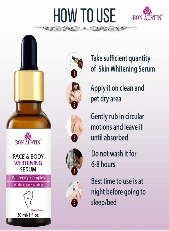Bon Austin Face and Body Skin Whitening Serum Uneven tone, Reduce Dark Patches Pack of 1 of 30 ML - Image 5