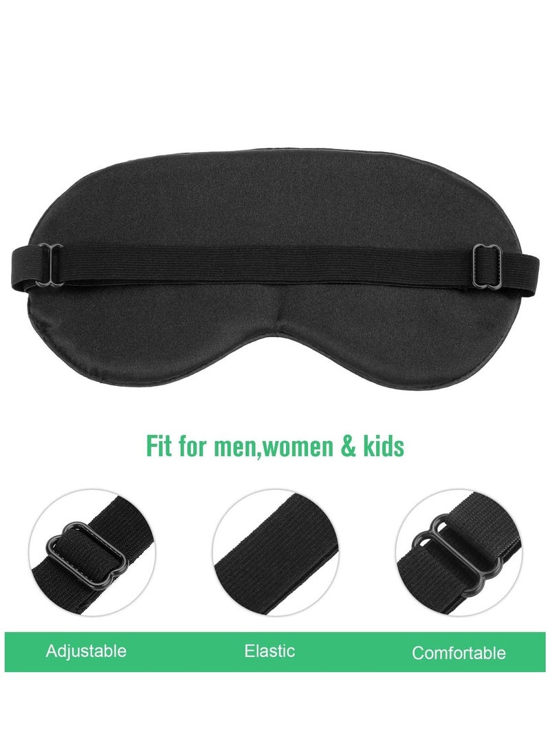 SYOSI 2 Pack Natural Silk Sleep Mask Pure Eye Mask Sleeping Blind Fold with Adjustable Strap Comfortable Eye Sleep Shade Super Smooth Eye Covers Stocking Stuffers for Women Men Black  - Image 2