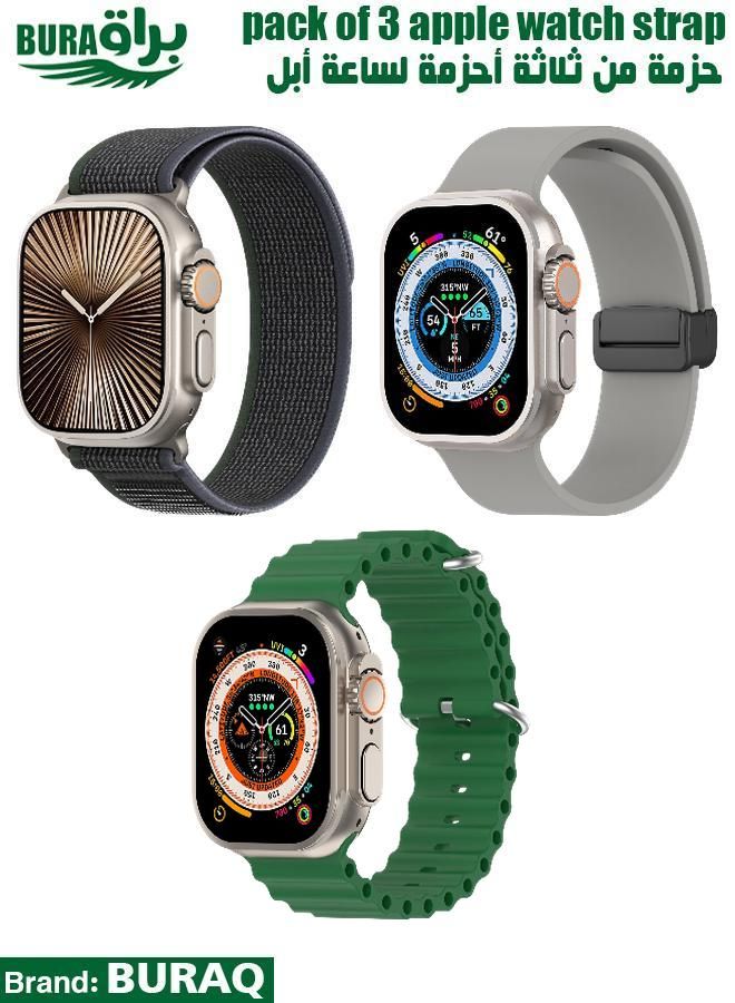 BURAQ Apple Watch Band Strap For Apple Watch Ultra 2/Ultra 49mm, Series 10 46mm, 9/8/7 45mm, SE2/SE/6/5/4 44mm, 3/2/1 42mm