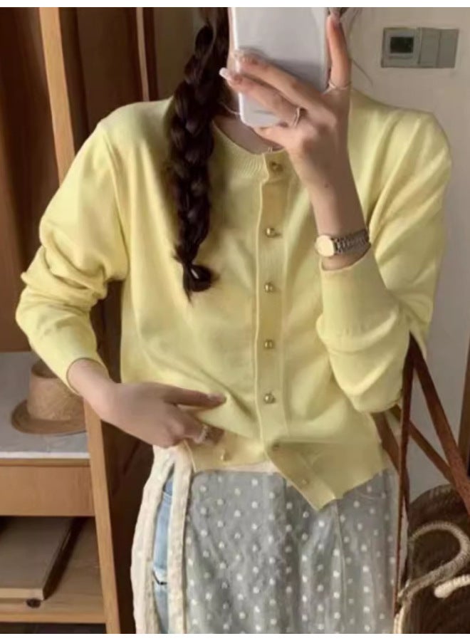 Leyuan Autumn And Winter High-end Short Cardigan Petite Round Neck Fashionable Sweater Women's Coat - Image 3