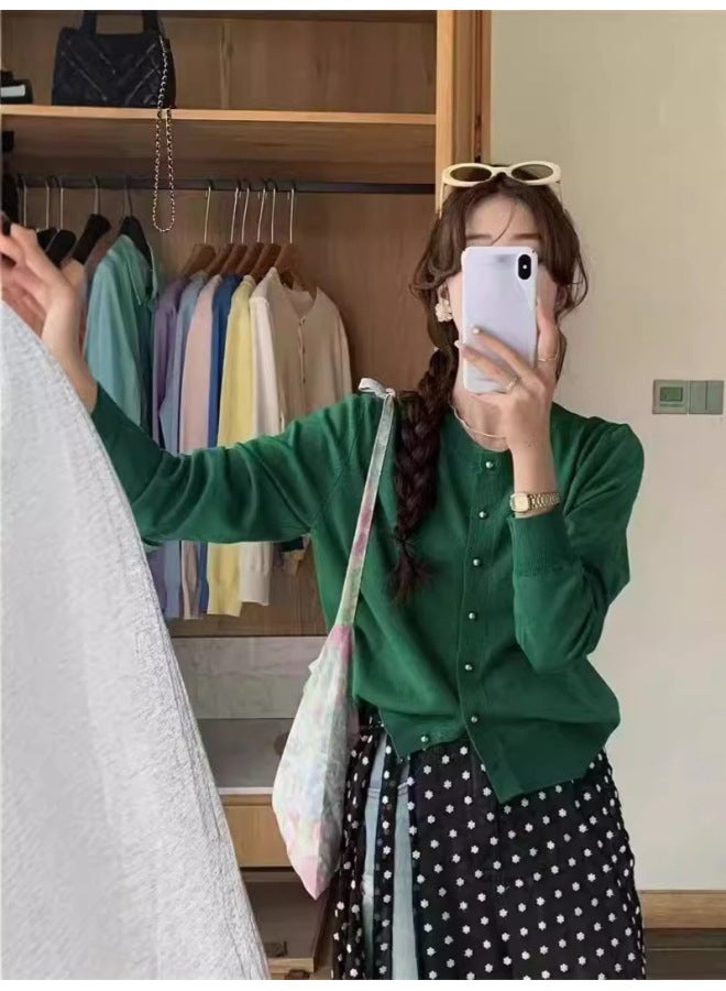 Leyuan Autumn And Winter High-end Short Cardigan Petite Round Neck Fashionable Sweater Women's Coat - Image 4