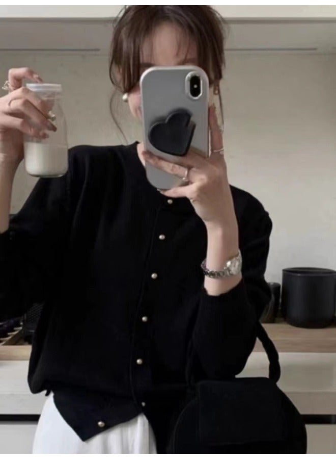 Leyuan Autumn And Winter High-end Short Cardigan Petite Round Neck Fashionable Sweater Women's Coat - Image 2