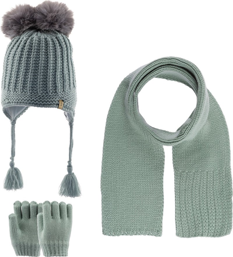 Kitti 1-4 Years Old Baby Girl & Child Scarf Beanie Gloves 3 Piece Set 