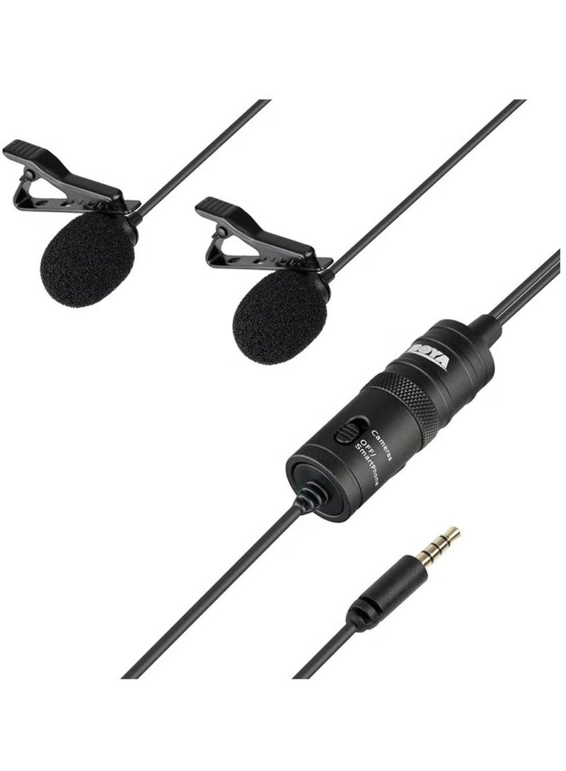 BOYA BY-M1DM Dual Omni-directional Lavalier Microphone – Professional Clip-on Lapel Mic for DSLR Cameras (Canon, Nikon, Sony), Smartphones (iPhone, Samsung, Huawei), Audio Recorders, PCs & Laptops – Ideal for Interviews, Vlogging & Content Creation  - Image 1