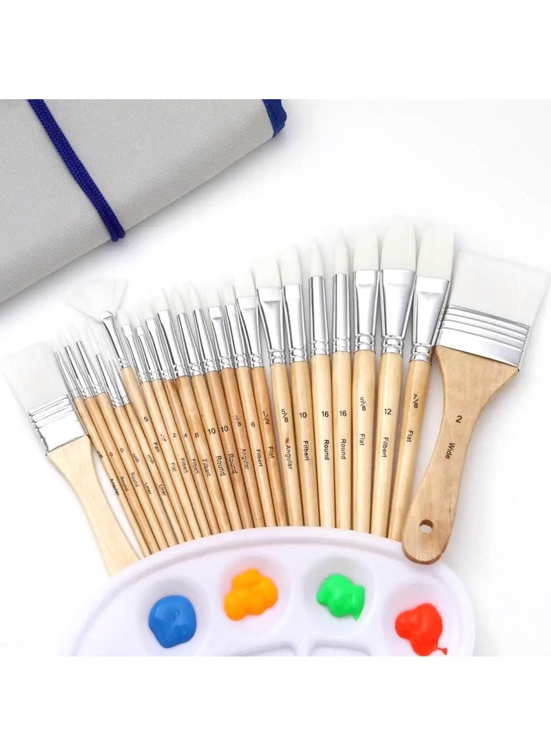 24 Pieces Professional Paint Brush Set White with Canvas Bag - pzsku/Z475F6B92B9EC64715D91Z/45/_/1725793927/86a5a959-d43c-4eba-a799-1923af2ffcb6