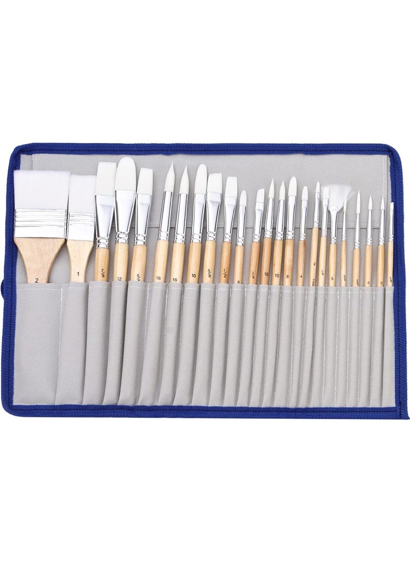 24 Pieces Professional Paint Brush Set White with Canvas Bag - pzsku/Z475F6B92B9EC64715D91Z/45/_/1725793928/50bcee55-5040-4aef-a9aa-b7915c513d10