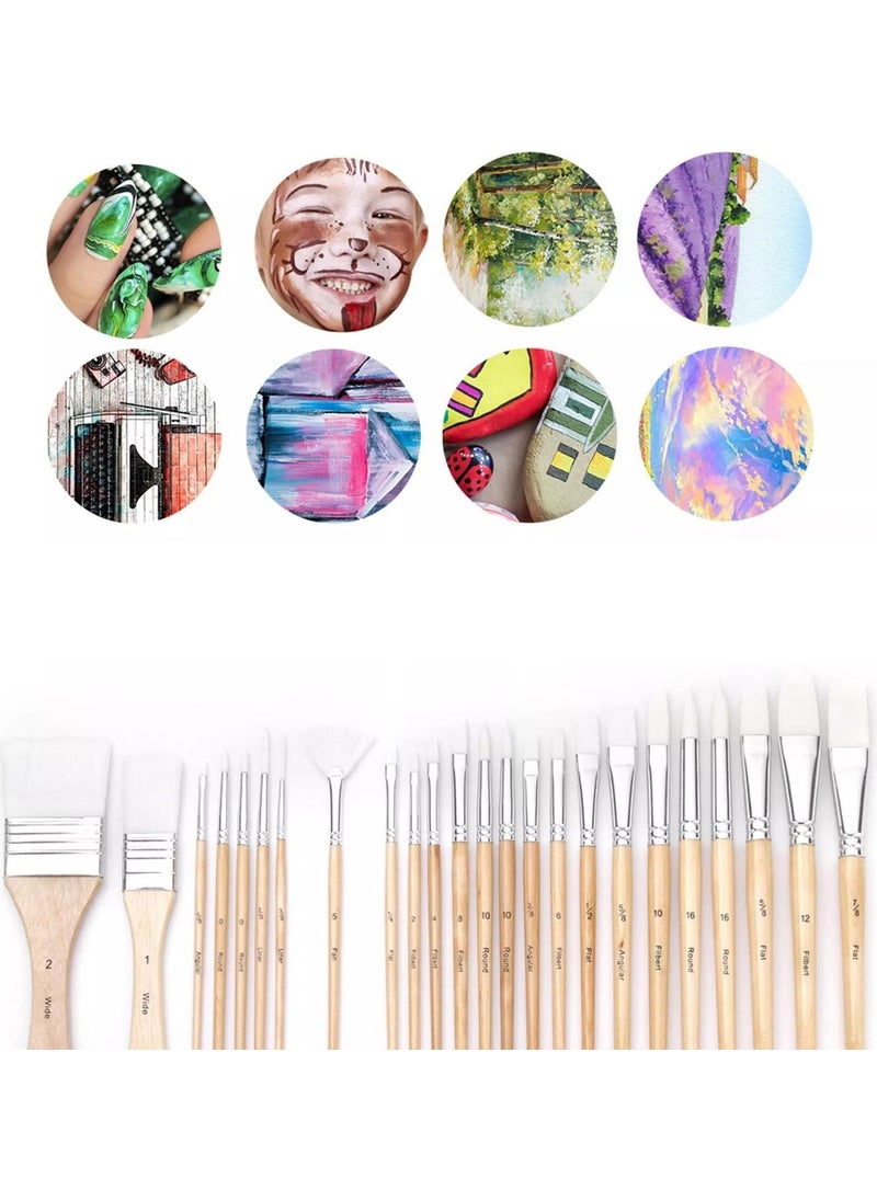 24 Pieces Professional Paint Brush Set White with Canvas Bag - pzsku/Z475F6B92B9EC64715D91Z/45/_/1728062786/1986bb6c-faa1-4bcd-b4a6-e5b921533e2f