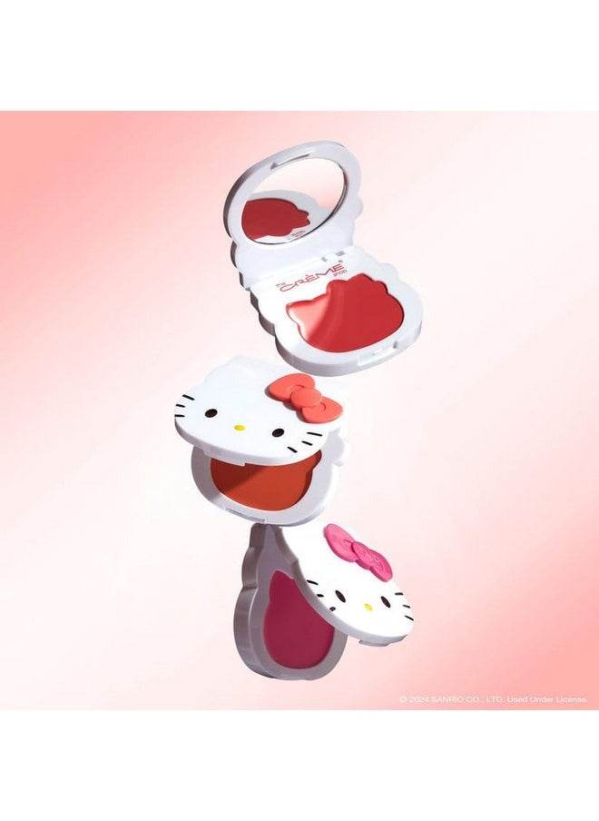 The Creme Shop - X Hello Kitty - Crème Blush Balm Peach Pouf Buildable Long-Lasting Easily Blendable Hydrating & Soothing Aloe Vera Compact Mirror. Elevate Your Makeup Game - Strawberry Milk (Set Of 1) - Image 1