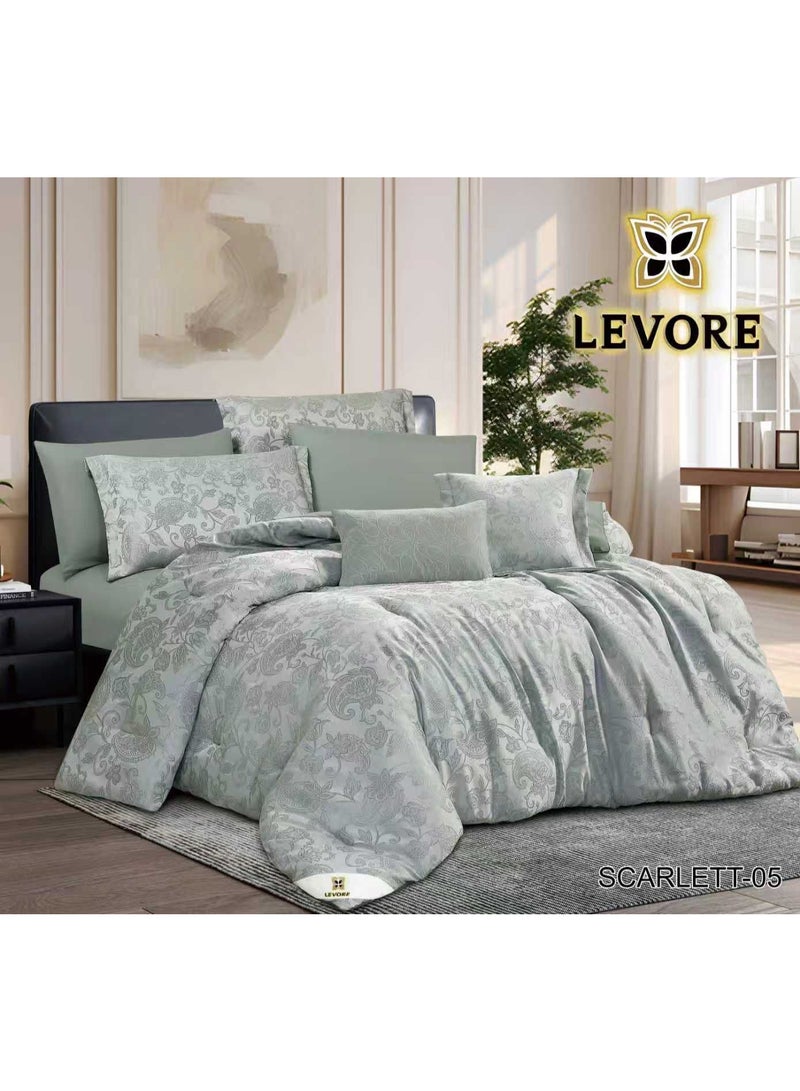 LEVORE Luxury 8-piece double bedsheet set, royal-style jacquard, soft to the touch, suitable for a 200x200 cm bed.