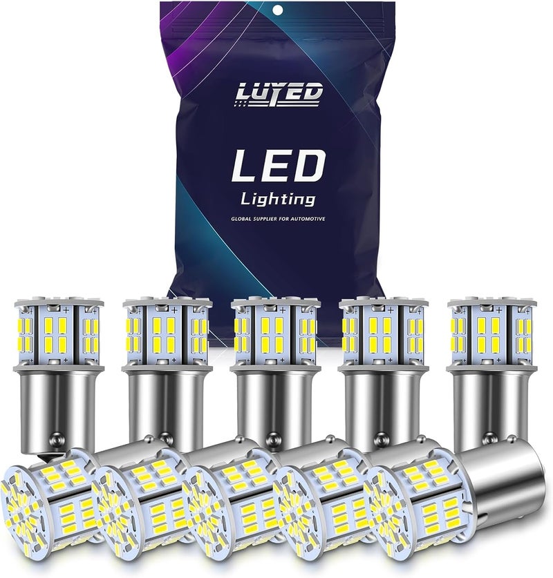 LUYED 12-24V Super Bright LED Light Bulbs - 10 Pack, 650 Lumens, 1156/1141/1003/3014/54SMD for Backup, Brake, and Tail Lights - Image 1