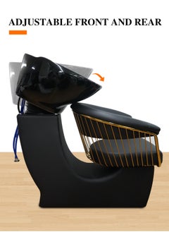 Meishida Shampoo Backwash Chair Ceramic Basin Hair Wash Bowl for Beauty Salon Free Installation - Black Gold  - Image 3