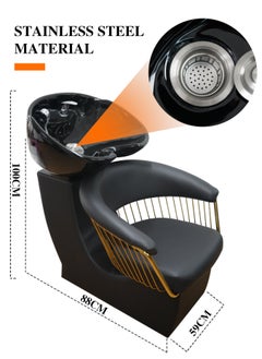 Meishida Shampoo Backwash Chair Ceramic Basin Hair Wash Bowl for Beauty Salon Free Installation - Black Gold  - Image 5