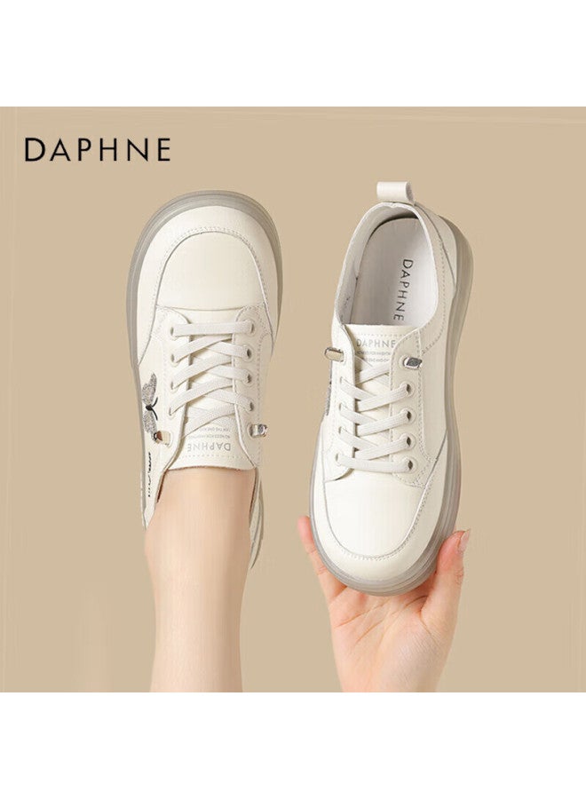 Daphne Women's Casual Shoes, Lightweight Soft-soled Flats, Versatile White Sneakers, Women's Footwear 4024101060 Beige Gray 40 - Image 1