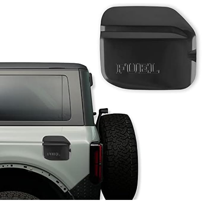 ريحني غطاء غطاء خزان الوقود لملحقات تجهيز تعبئة الوقود في فورد برونكو متوافق مع فورد برونكو 24 باب 2021 2022 و2023 أسود - Image 1