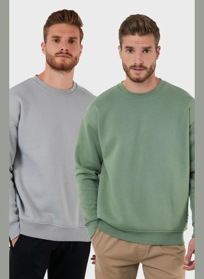 Buratti Regular Fit Crew Neck Fleece Lined 2-Pack Men's Sweatshirt 5905255S2