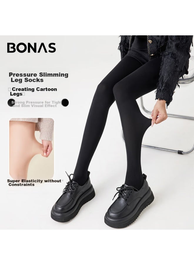 Bonas Women's Leggings, Thin Spring And Autumn Style, Bare Leg Effect, 80d Compression Stockings, Warm Black Pantyhose - Image 1