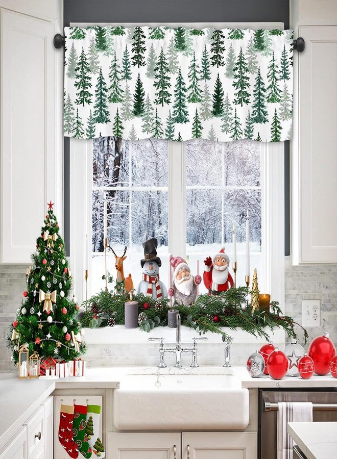 Finphoon Christmas Valances for Windows, Winter Xmas Tree Pattern Rod Pocket Christmas Valance Curtains, Xmas Valance Curtains for Living Room, Bedroom, 54x18 Inch - Image 5