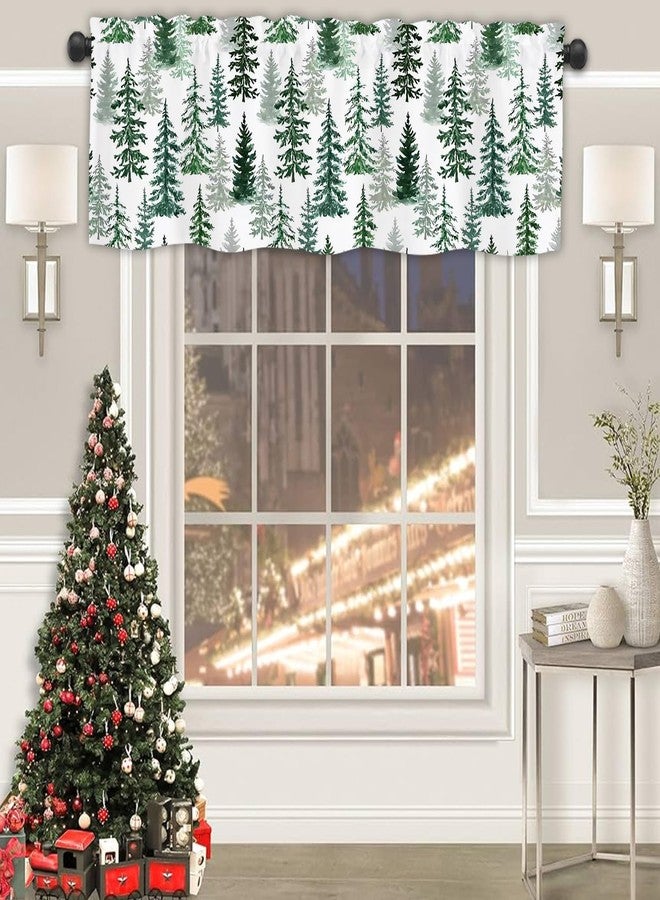 Finphoon Christmas Valances for Windows, Winter Xmas Tree Pattern Rod Pocket Christmas Valance Curtains, Xmas Valance Curtains for Living Room, Bedroom, 54x18 Inch - Image 4