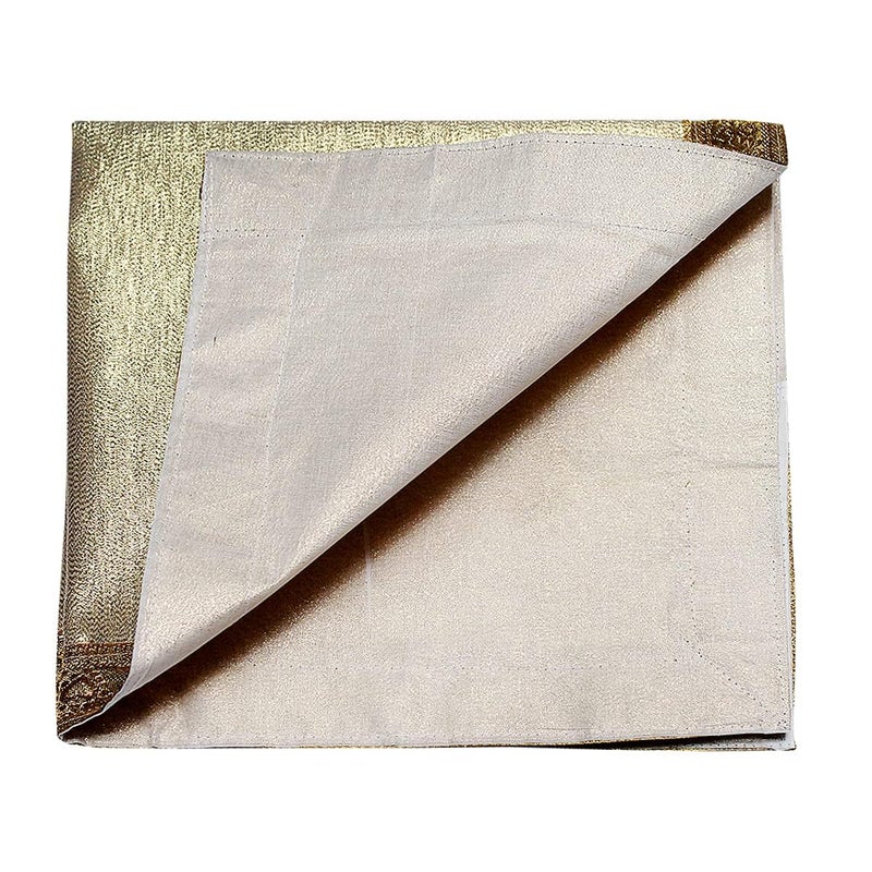 My God Gift Puja Aasan ClothPuja Aasan KapdaPuja Chowki Altar Cloth for Home MandirTempleGodGoddess 18 X 18 InchGolden - Image 3