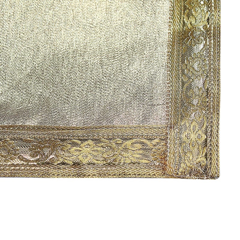 My God Gift Puja Aasan ClothPuja Aasan KapdaPuja Chowki Altar Cloth for Home MandirTempleGodGoddess 18 X 18 InchGolden - Image 4