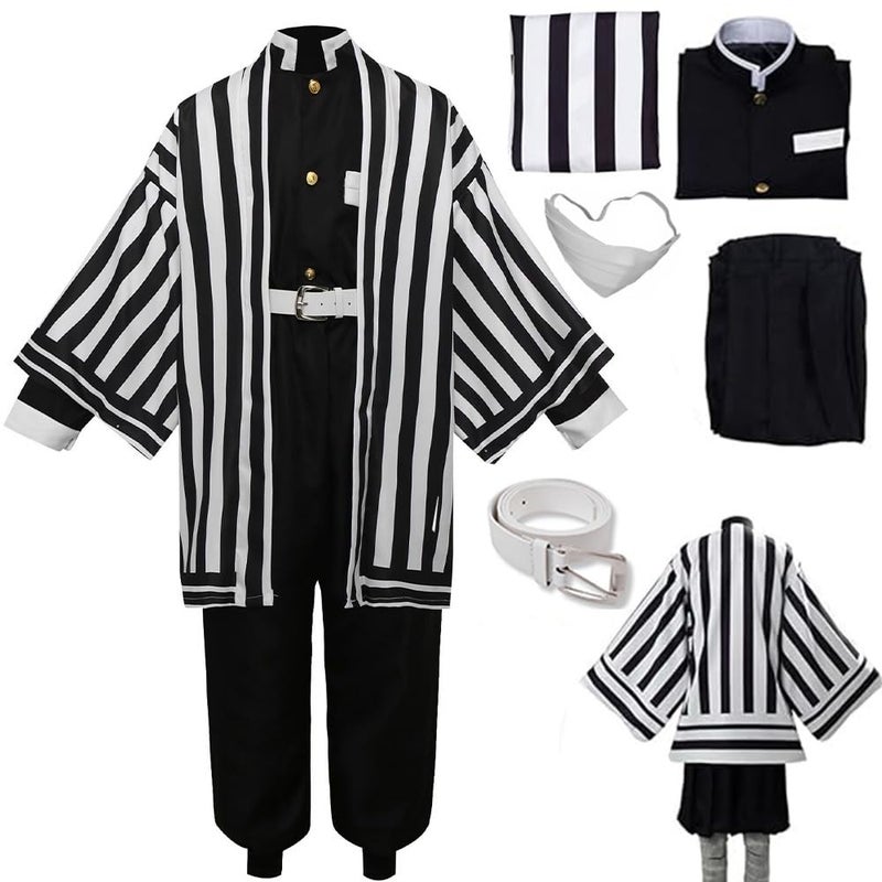 Lmetsky Men Costume Uniform Cosplay Outfit Kimono Suits Set Halloween Female Men White Medium - Image 2