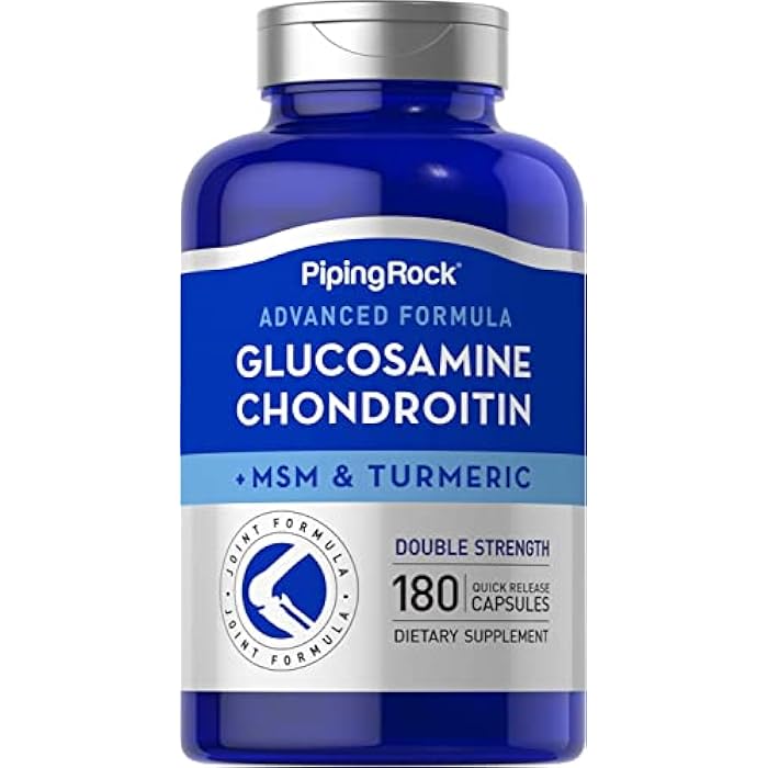 Piping Rock Glucosamine Chondroitin MSM and Turmeric | 180 Capsules | Complex Supplement | Advanced Double Strength Formula | Non-GMO, Gluten Free - Image 1