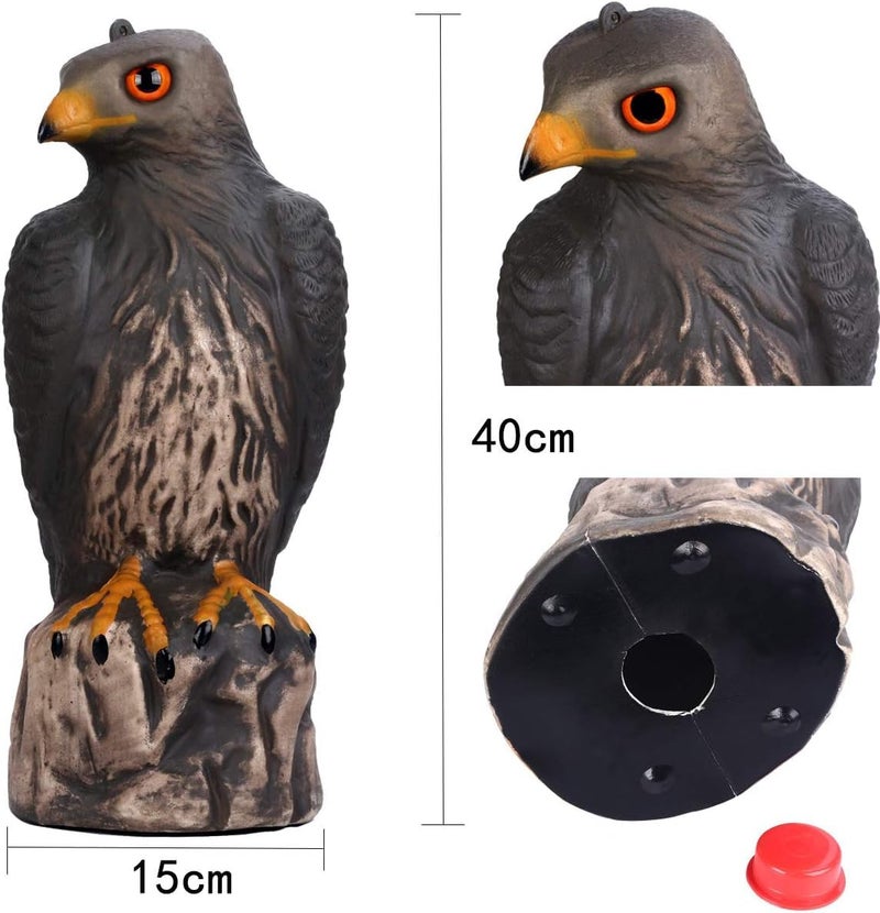 Luckam Large Realistic Falcon Statue, Decoy Bird Scarer Plastic Garden Bird Repeller Scarecrow Bird Scare Seagull Crow Scare Birds Away for Garden - Image 1