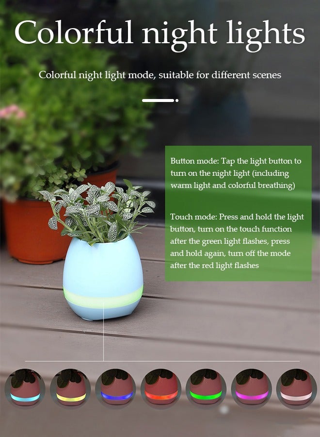 Bluetooth Flower Pot Speaker, Touch Sensitive Smart Music Flower Pot, Music Bluetooth Music Flower pot intelligent detection of green plants, Full body waterproof and washable, Led Colorfull Light - Image 4