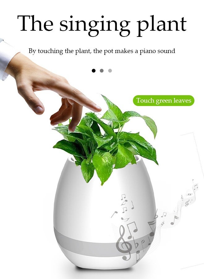 Bluetooth Flower Pot Speaker, Touch Sensitive Smart Music Flower Pot, Music Bluetooth Music Flower pot intelligent detection of green plants, Full body waterproof and washable, Led Colorfull Light - Image 3