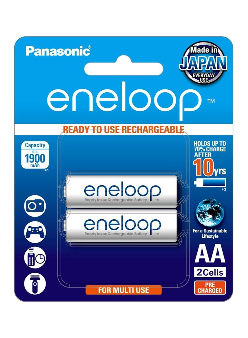 Panasonic Eneloop AA 2000 mAh Rechargeable Batteries,Pack of 2 - Image 1