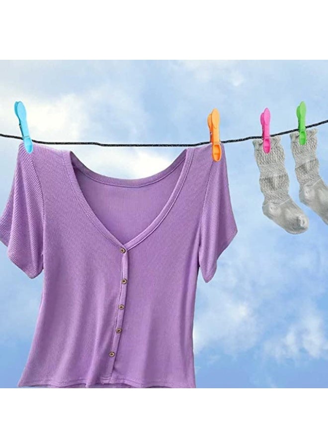jaexest 48 Pieces Color Heavy Duty Plastic Laundry Clips, Wind Resistant Strong Grip Clothes Pegs Chip Clips, Multi-Purpose Clothes Pins for Clotheslines, Outdoor Drying, Garments, Kitchen & Home Organization Household Storage - Image 4