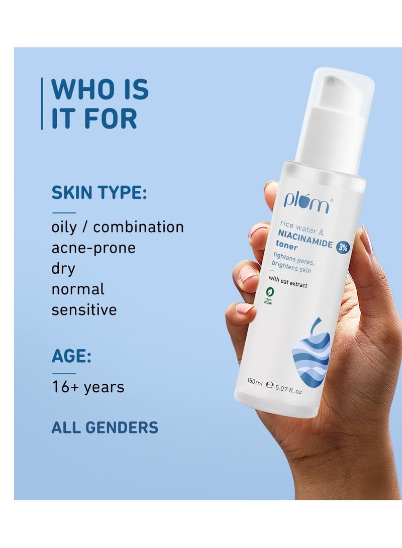 بلوم تونر وجه من البرقوق 3% من النياسيناميد وماء الأرز مع مستخلص خميرة الأرز، تونر خالٍ من الكحول، يبهت العيوب، يضيء البشرة، ينعم البشرة، خالي من العطور، نباتي 100%، 150 مل - Image 3