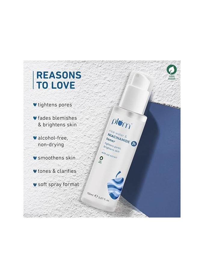 بلوم تونر وجه من البرقوق 3% من النياسيناميد وماء الأرز مع مستخلص خميرة الأرز، تونر خالٍ من الكحول، يبهت العيوب، يضيء البشرة، ينعم البشرة، خالي من العطور، نباتي 100%، 150 مل - Image 4
