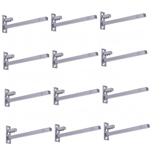 Atlantic F Type Glass Shelf Bracket 6 inch (Stainless Steel, Silver Matt Finish, Adjustable 6/8/10/12 mm, Pack of 12 Piece) - Image 1