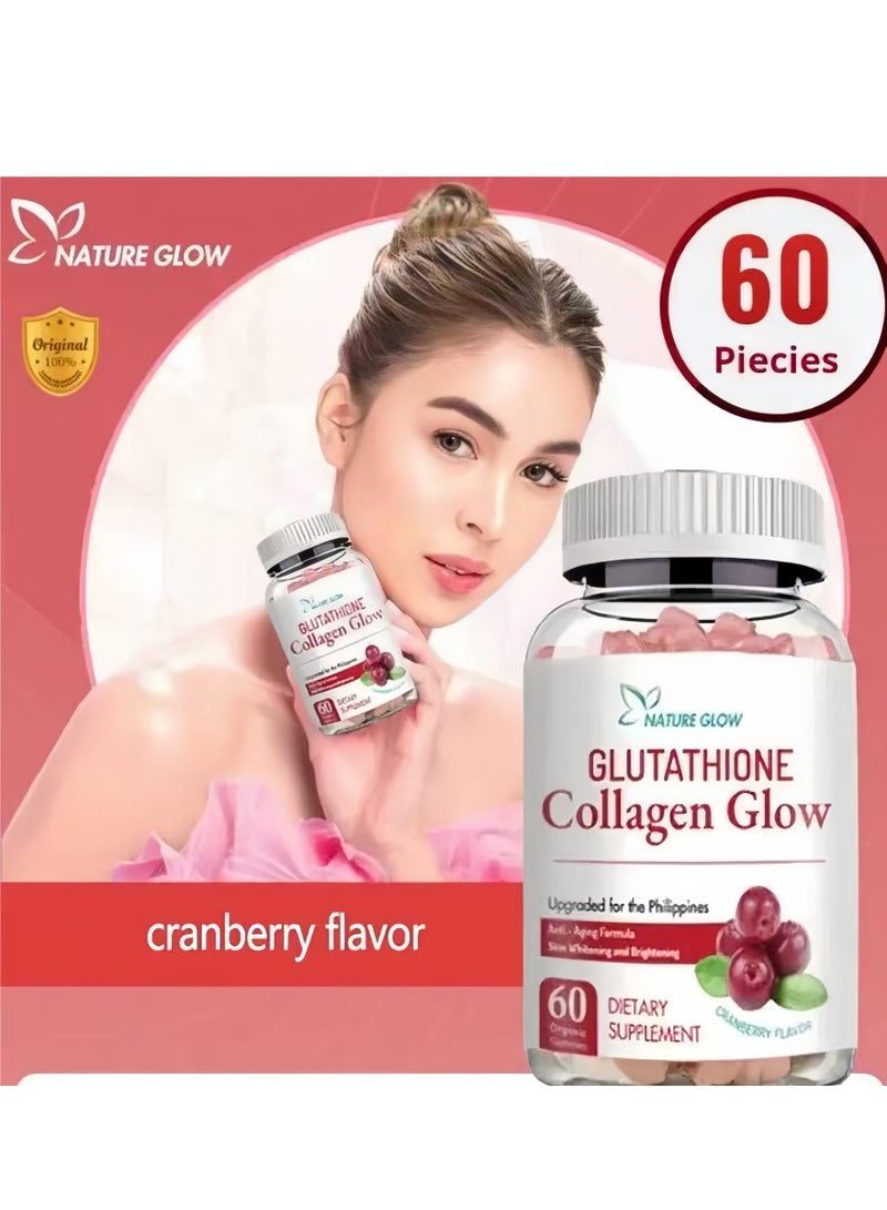 NATURE GLOW Collagen Glow Anti Aging Skin Whitening Vitamins Cranberry flavor  - Image 3