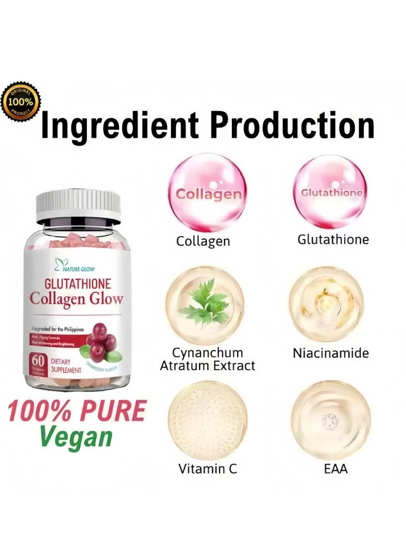 NATURE GLOW Collagen Glow Anti Aging Skin Whitening Vitamins Cranberry flavor  - Image 4