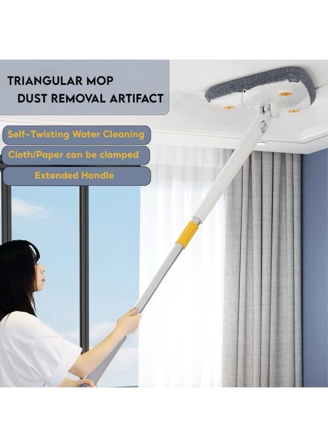 Floret 360 Rotatable Multifunctional Triangle Mop | Extendable Wall & Ceiling Cleaner with Automatic Water Squeezing | Wet & Dry Dust Cleaning Mop for Floors, Windows & Corners - Image 2