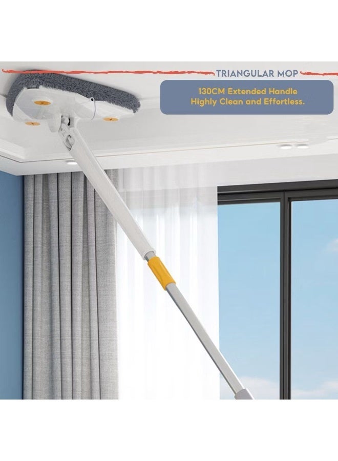Floret 360 Rotatable Multifunctional Triangle Mop | Extendable Wall & Ceiling Cleaner with Automatic Water Squeezing | Wet & Dry Dust Cleaning Mop for Floors, Windows & Corners - Image 4