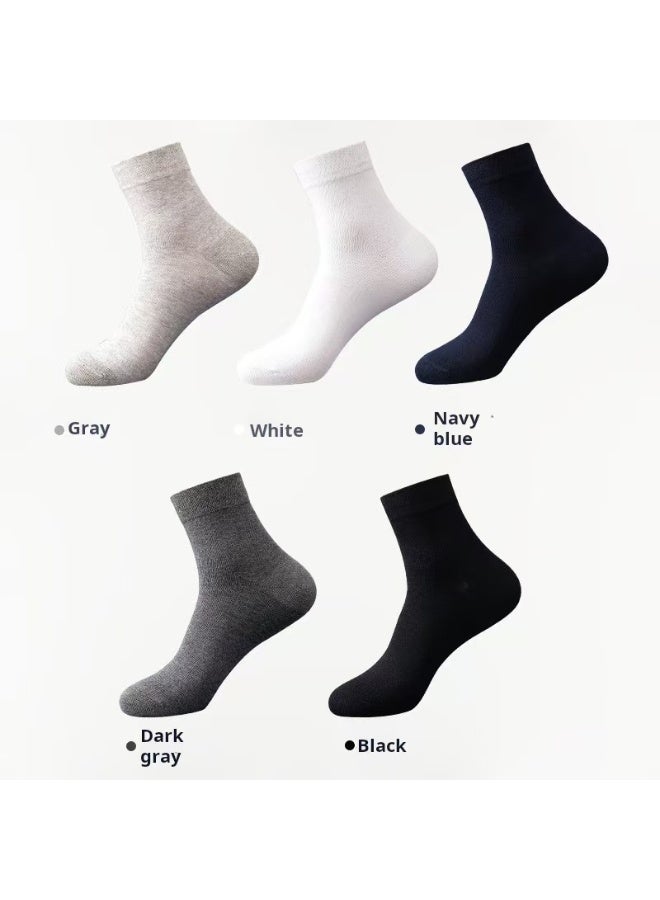 5 Pairs Men's 100% Cotton Men's Socks: Mid-Calf,Formal, Moisture-Wicking, Suitable for All Seasons, a Variety of Colors for Business Casual Wear - Image 2