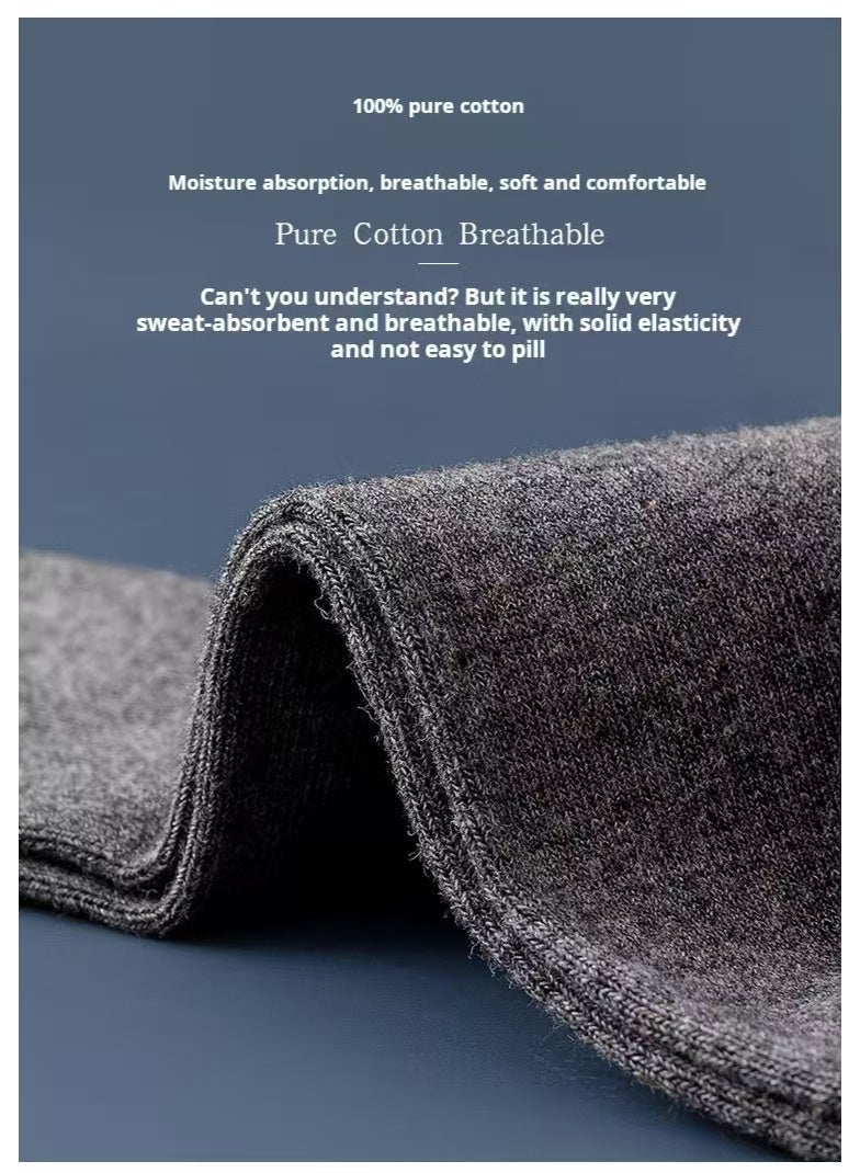 5 Pairs Men's 100% Cotton Men's Socks: Mid-Calf,Formal, Moisture-Wicking, Suitable for All Seasons, a Variety of Colors for Business Casual Wear - Image 5