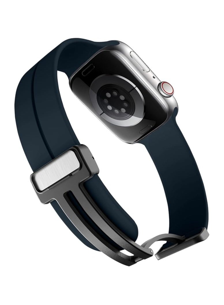 Denx Magnetic Silicone Band for Apple Watch 41mm 40mm 45mm 44mm 49mm 38mm 42mm, Women Men Replacement Wristbands Silicone Sport Strap for Apple Watch Series 9/Ultra 2/8/Ultra/7/SE/SE 2nd/6/5/4/3/2/1, iWatch Band (Midnight Blue) - Image 2