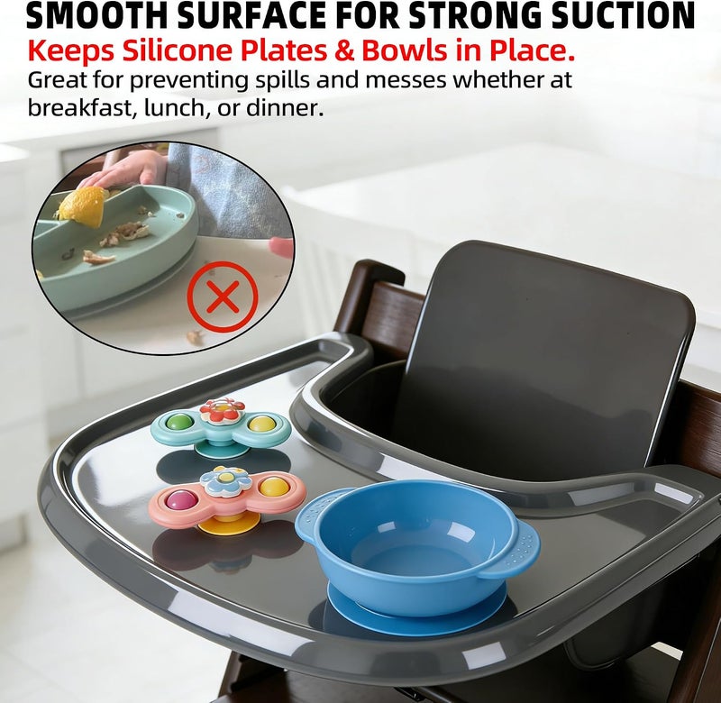 LuQiBabe Baby High Chair Tray Compatible with Stokke Tripp Trapp V2+, Replacement Tray for Stokke High Chair, Smooth Surface & Strong Suction, BPA-Free & Dishwasher Safe, Toddlers 6–36 Months - Grey - Image 3