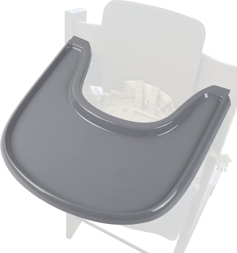 LuQiBabe Baby High Chair Tray Compatible with Stokke Tripp Trapp V2+, Replacement Tray for Stokke High Chair, Smooth Surface & Strong Suction, BPA-Free & Dishwasher Safe, Toddlers 6–36 Months - Grey - Image 1