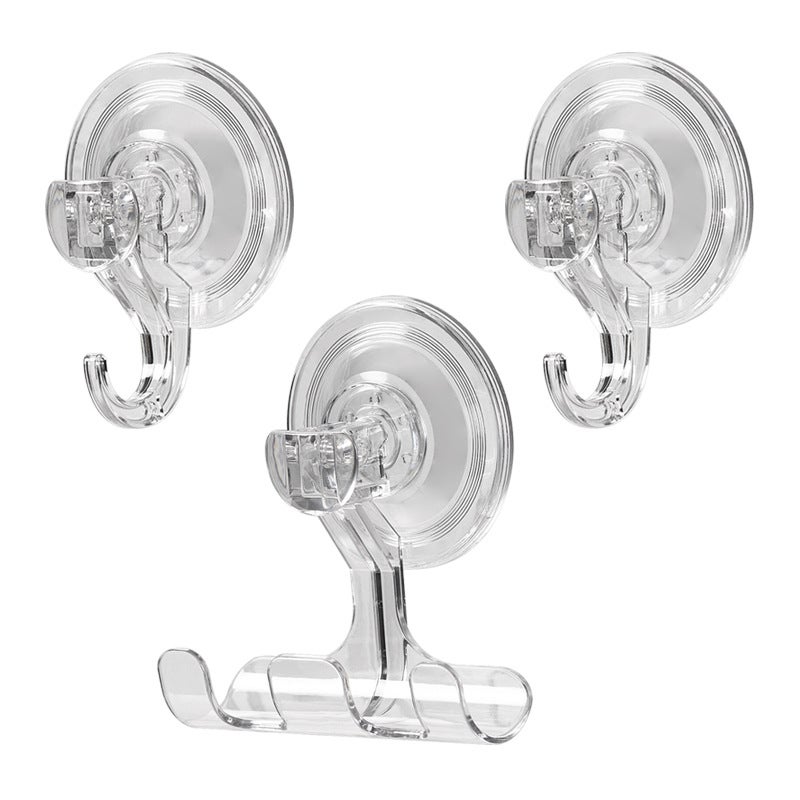 Suction Cup Hooks No-Drill Vacuum Bathroom Kitchen Heavy-Duty Set (three hooks) Set (three hooks)