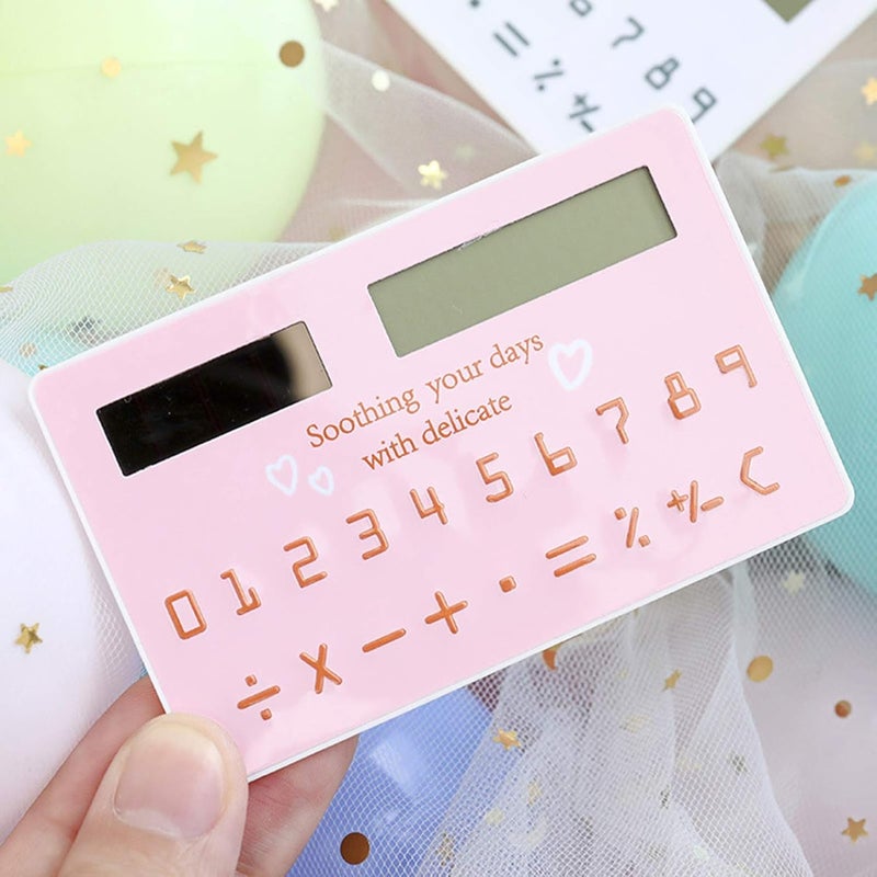 FTVOGUE Mini Card Size Calculator, Ultra Thin 3mm Cute Cartoon Solar Powered Calculator with 8 Digit Display, for Office School Students Stationery Supplies - Image 4