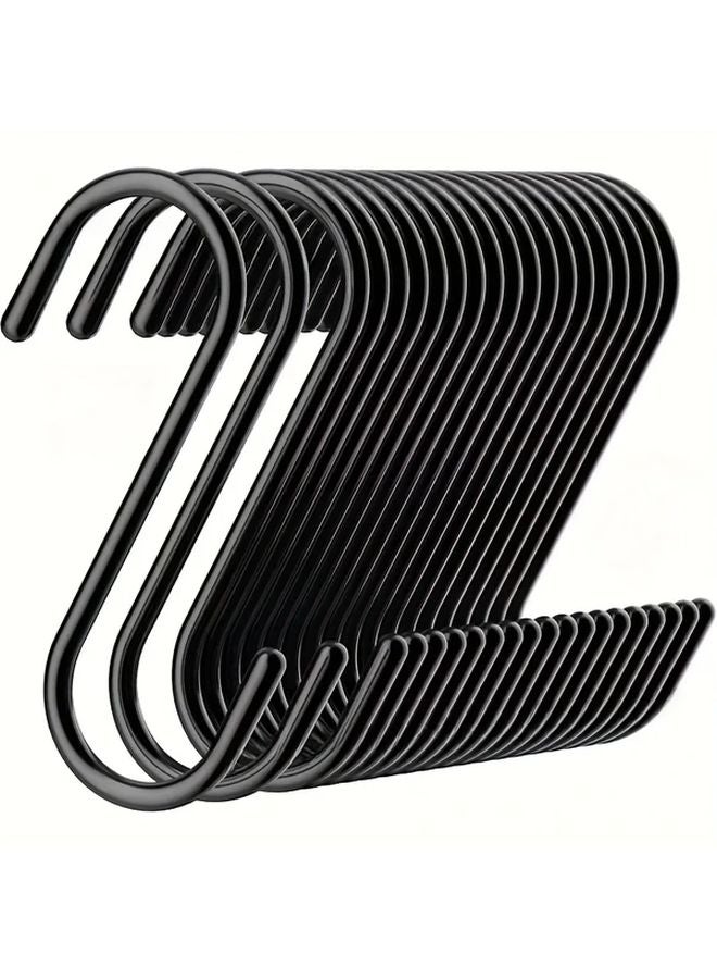 Small Silvery S Hooks 20 Pack Heavy Duty Rust Proof Wall Mount Organizer For Kitchen Wardrobe - Image 2
