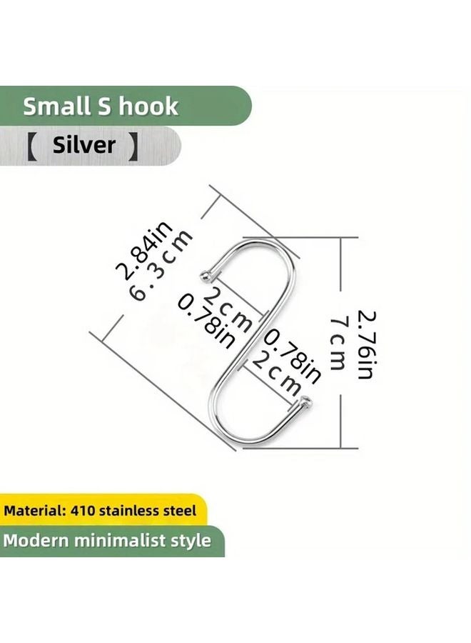 Small Silvery S Hooks 20 Pack Heavy Duty Rust Proof Wall Mount Organizer For Kitchen Wardrobe - Image 1