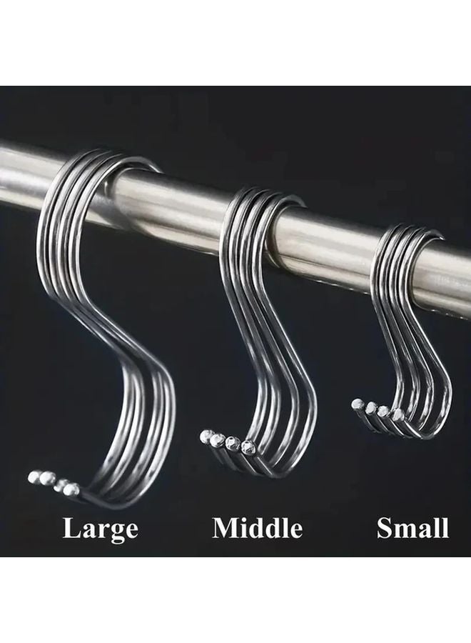 Small Silvery S Hooks 20 Pack Heavy Duty Rust Proof Wall Mount Organizer For Kitchen Wardrobe - Image 3