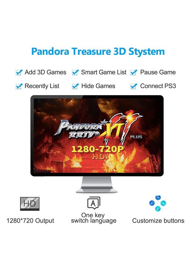 Best brose كونسول ألعاب أركيد باندروا تريجر 3D - 30000 لعبة مثبتة، بحث عن الألعاب، دعم 3D، 1280x720P، قائمة المفضلات، 4 لاعبين على الإنترنت، تحكمات لاعبين اثنين - Image 5